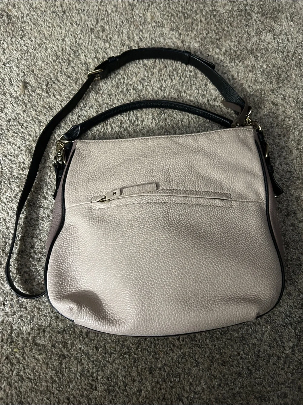 kate spade Pebbled Leather Shoulder Bag — Light Blush with Black Trim